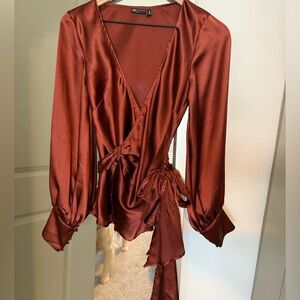Elegant Rust Wrap Top
